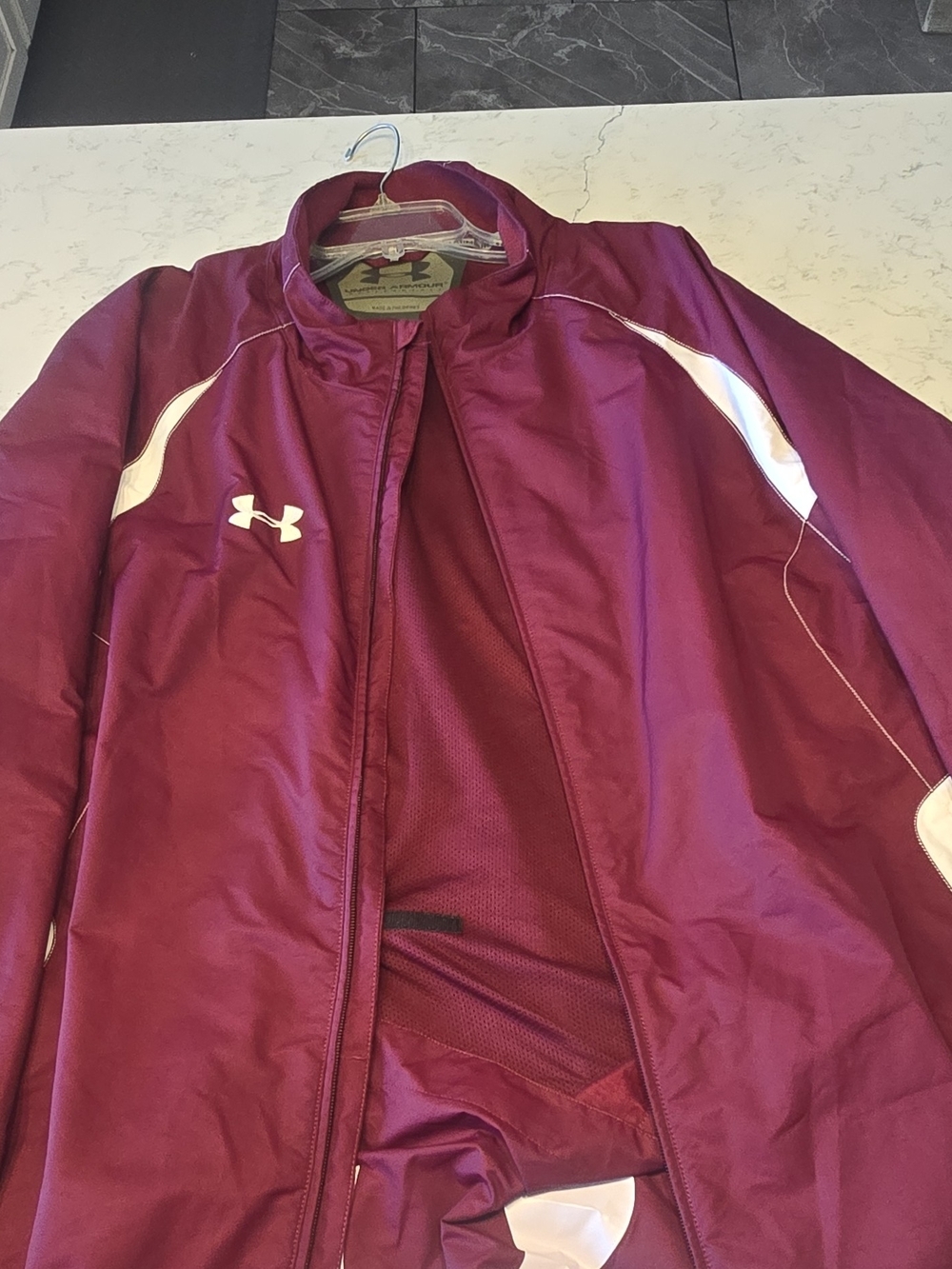 Under Armour Men's Big & Tall 3XL Maroon/White Full Zip Tracksuit Jacket